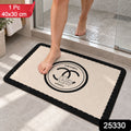 Black And Cream Bath Mat Soft Textured Absorbent Floor Rug (1 Pc 40x30 Cm)