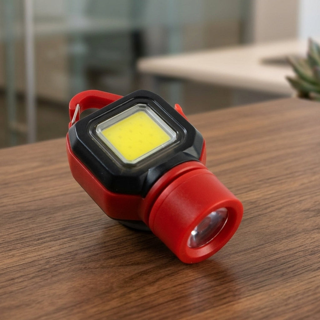 5 Mode Mini Cob Led Keychain Flashlight With Carabiner Clip (1 Pc)